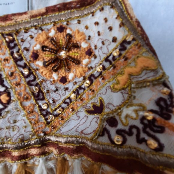 HD in Paris Anthropolgie Antique Look Lace Bohemian Beaded Tank Size 6 - Picture 4 of 16